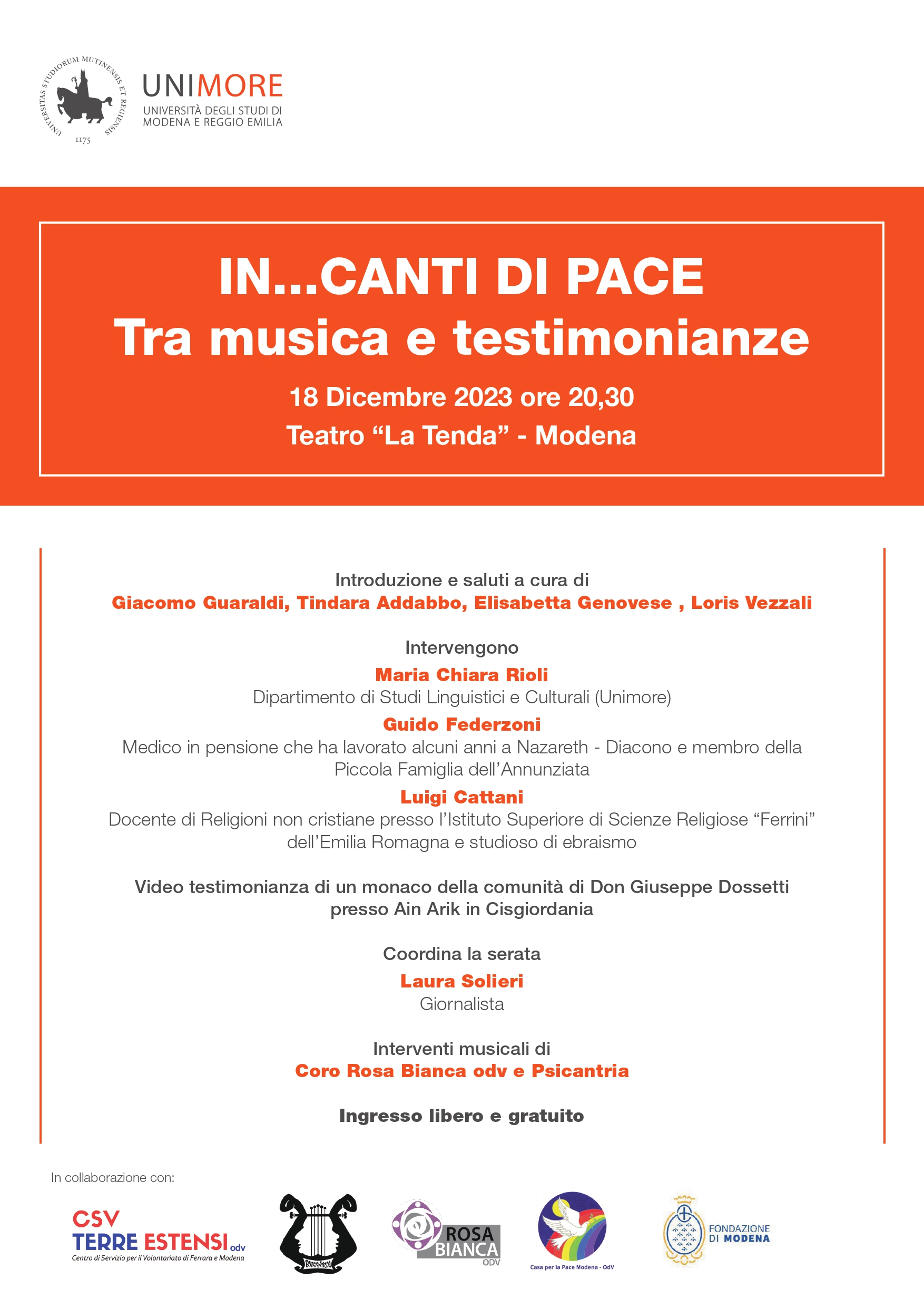 IN… CANTI DI PACE - TRA MUSICA E TESTIMONIANZE