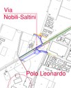 Diagonale, l'area della nuova rotatoria con le vie Nobili - Saltini