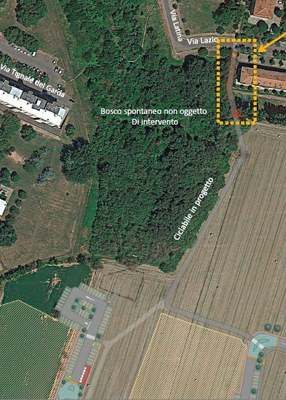 L'area di intervento nell'ambito della realizzazione del ciclopedonale tra le vie Lazio e Morane 