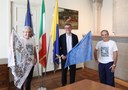 L'assessore Andrea Bortolamasi con Leone Facoetti e Pietro Barcella dell'Itinerario musicale culturale italiano