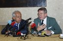 Ministro Piantedosi e Sindaco Muzzarelli in conferenza stampa