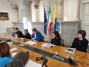Un momento dlela conferenza stampa  con il sindaco Gian Carlo Muzzarelli e l'assessora all'Urbanistica Anna Maria Vandelli