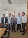 Da sinistra: Alberto Crepaldi (Confcommercio), Ermes Ferrari (Cna), Marco Poggi (Confesercenti), Paolo Zanca (assessore alla Promozione economica e attrattività) e Daniele Casolari (Lapam)